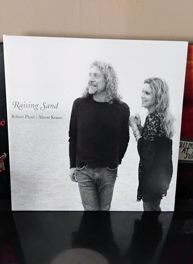 The LP cover of Raising Sand by Robert Plant and Alison Krauss.