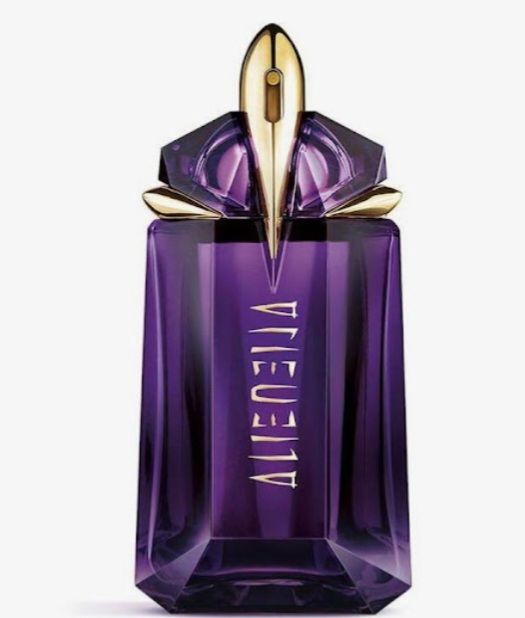 A purple and gold perfume bottle which looks like a Vorlon from 90s sci-fi show 'Babylon 5'.