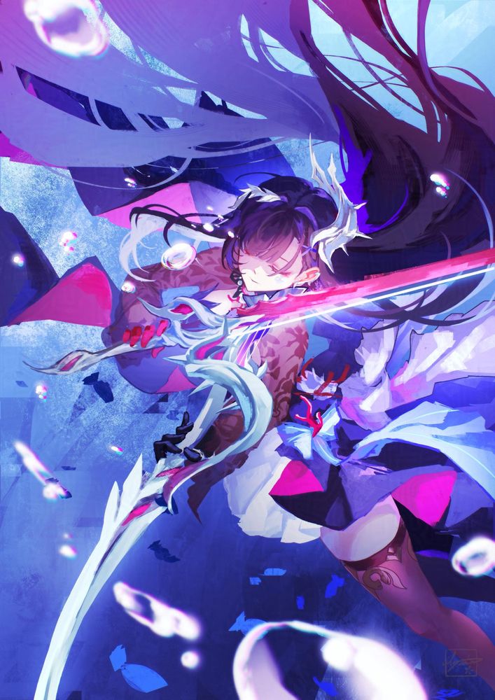 Honkai Star Rail Hysilens playing a violin concert underwater, fish circling around her