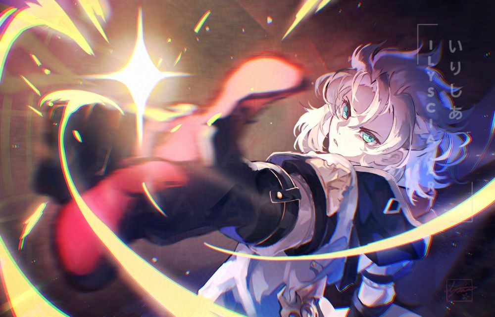 Genshin Impact character Albedo snapping his fingers as he channels his Geo powers