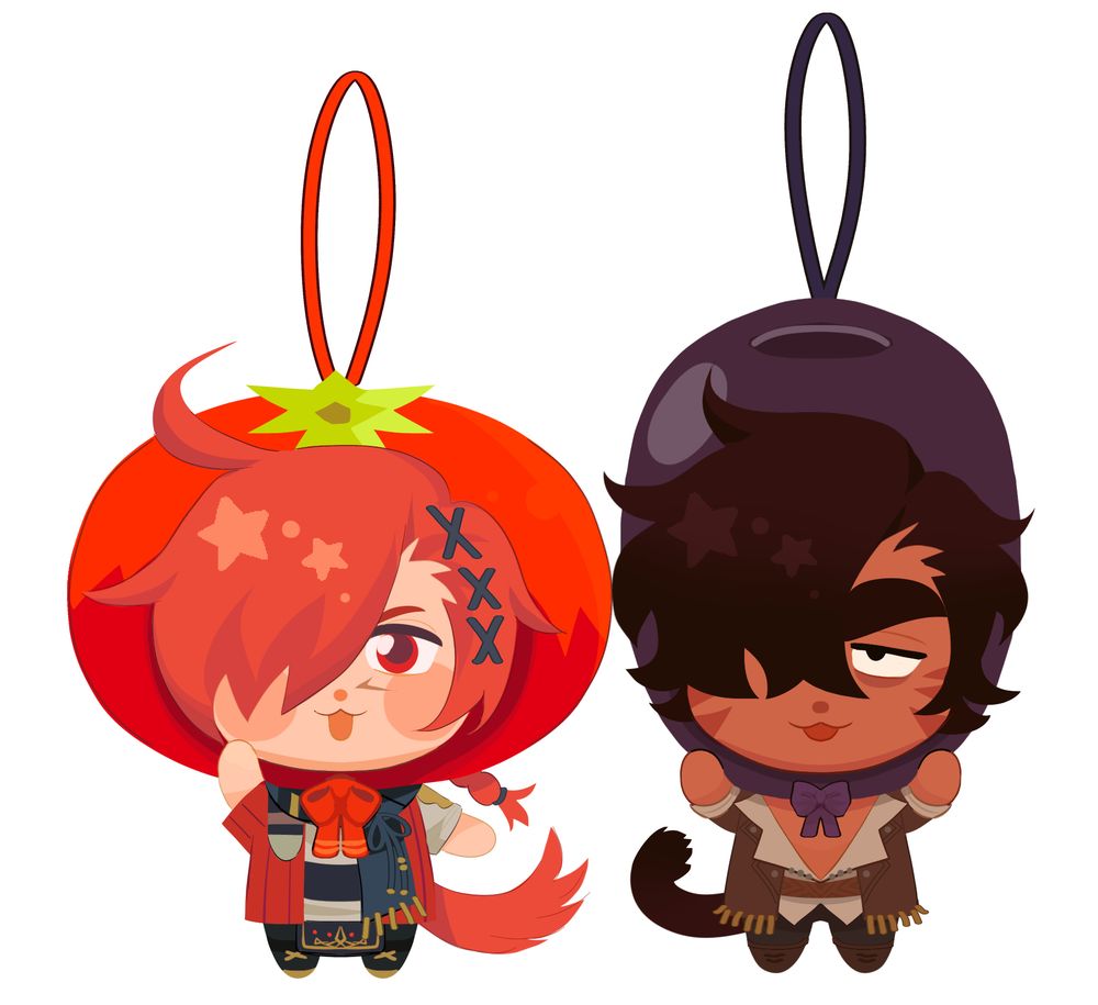 g'raha and suri wearing a tomato and an olive hat. guys who are technically fruits? 