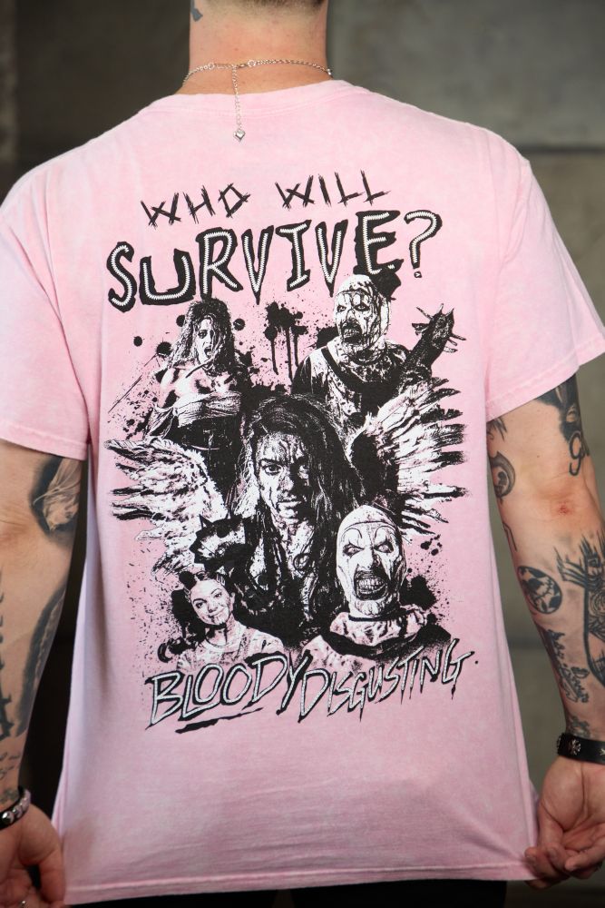 Pink Terrifier 2 x Bloody Disgusting t-shirt