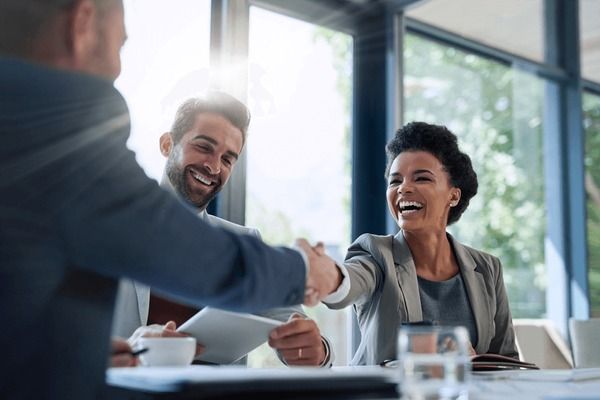 Partnership meeting with professional handshake
