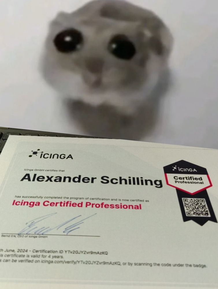 Proud hamster that in the upper picture and my aquired certificate in the lower part of the picture