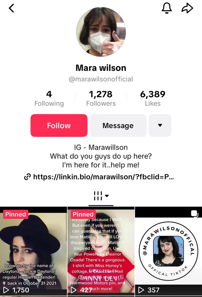 Another fake TikTok account, this one called @MaraWilsonofficial