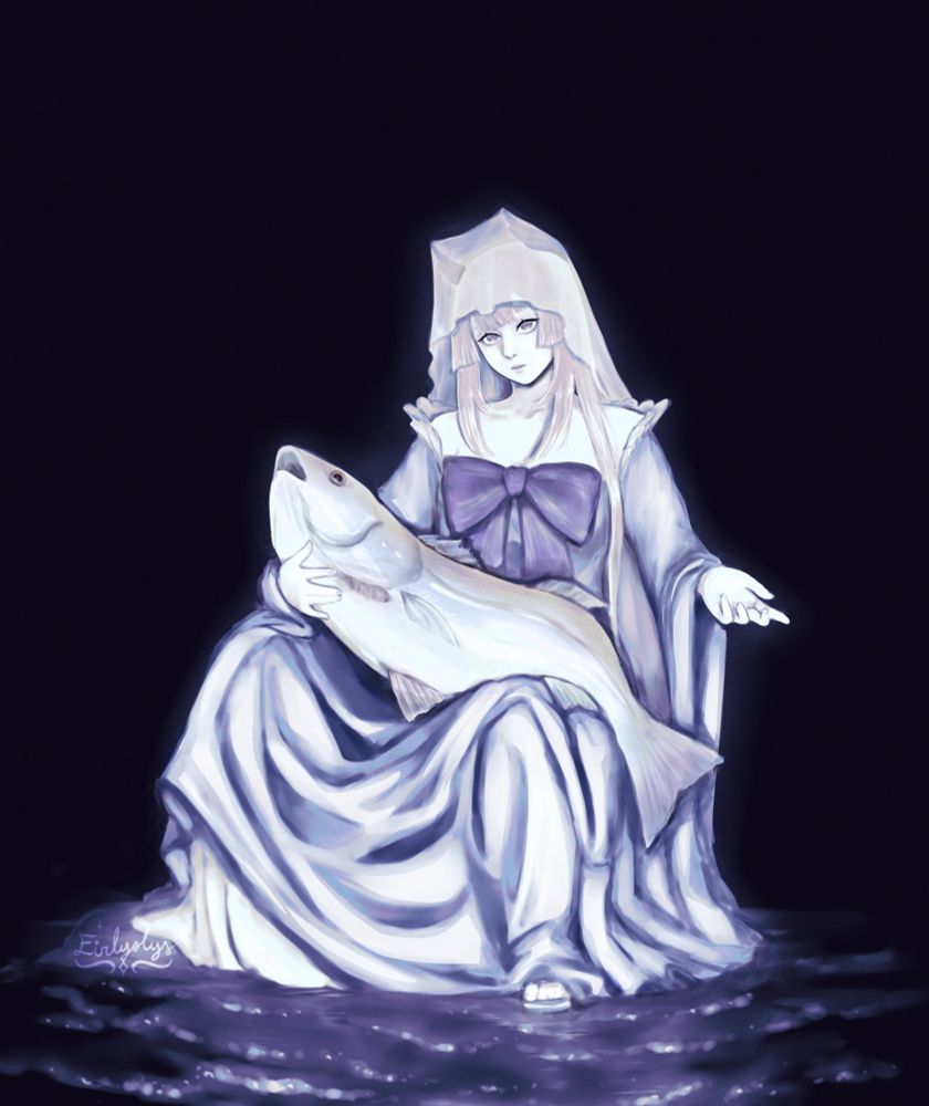 Fanart of Kokomi from Genshin Impact as Michelangelo's Pietà