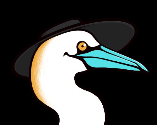 An unmuted sprite for Neo, a northern gannet. His beak is closed; this is a direct re-use of the icon uploaded in the previous post.