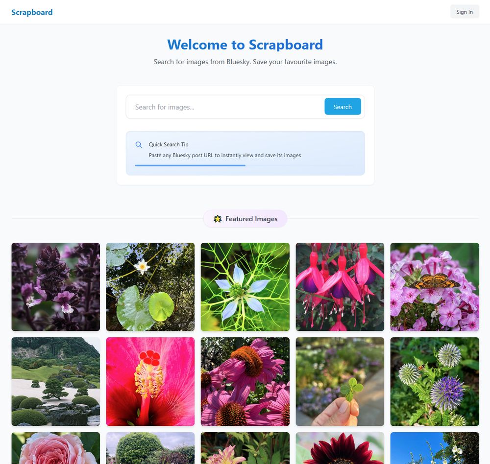 Screenshot of Scrapboard showing the featured images section