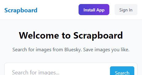 Screenshot of Scrapboard with a shiny new Install App button