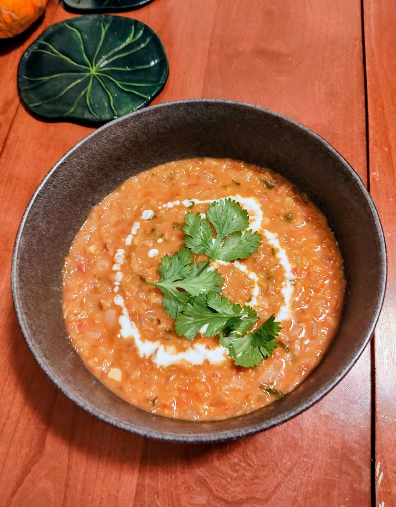 Curry coconut lentil soup that Holly made