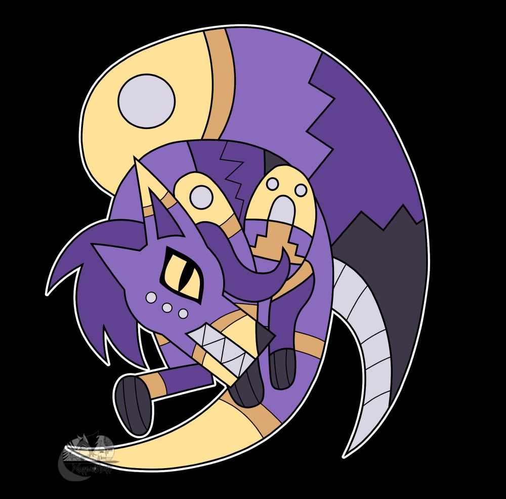 purple wolf creature with wings.