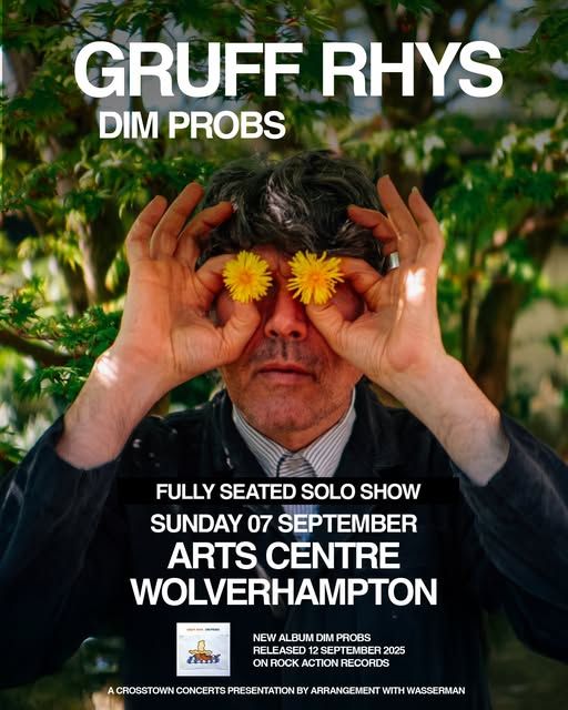 Poster for Gruff Rhys seated solo show in Wolverhampton