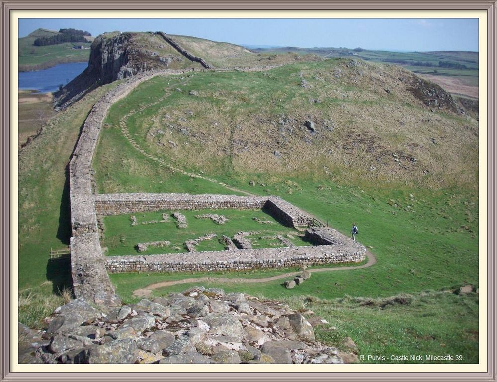 Hadrian's Wall Path National Trail at Milecastle 39, (Castle Nick).