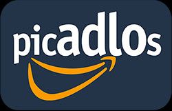 Logo de PicADLOs en el que vemos un tipo de letra similar a la de Amazon, el fondo azul oscuro  y dos flechas, la primera van de la i a la l, la segunda también, pero haciendo otra curva para que entre ambas recuerden a la clásica sonrisa de ADLO!

Sí, ya han pasado otros seis meses.