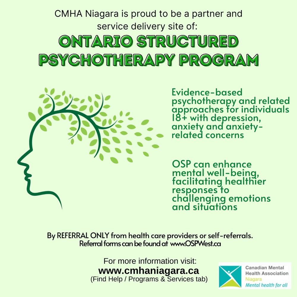 cmha niagara logo and image of silhouette with flourishing branches and leaves