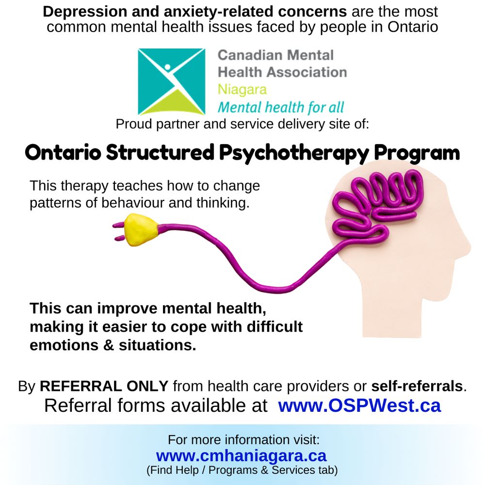 cmha niagara logo and image of silhouette head with a plug connecting from the brain