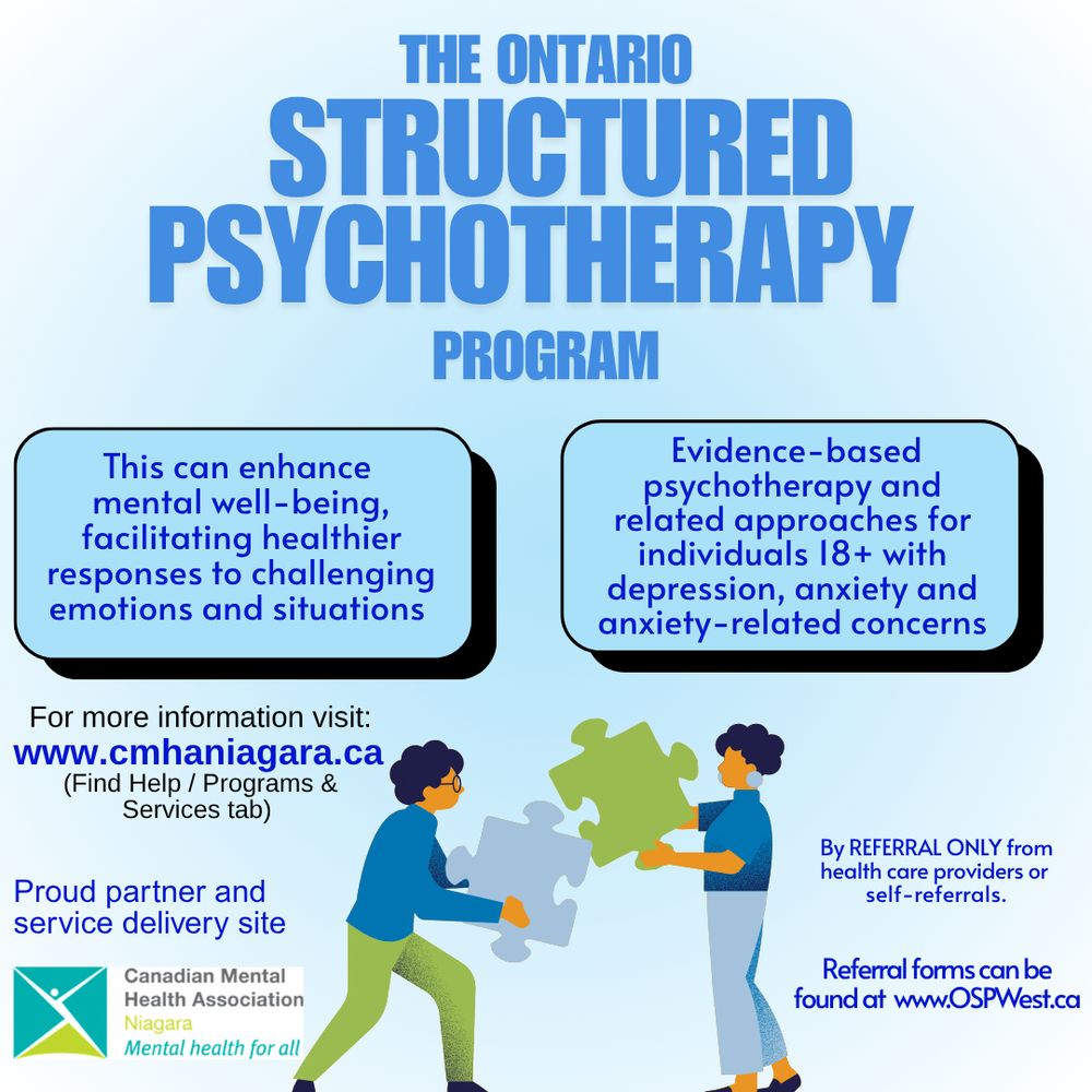 cmha niagara logo and graphic of two people putting puzzle pieces together