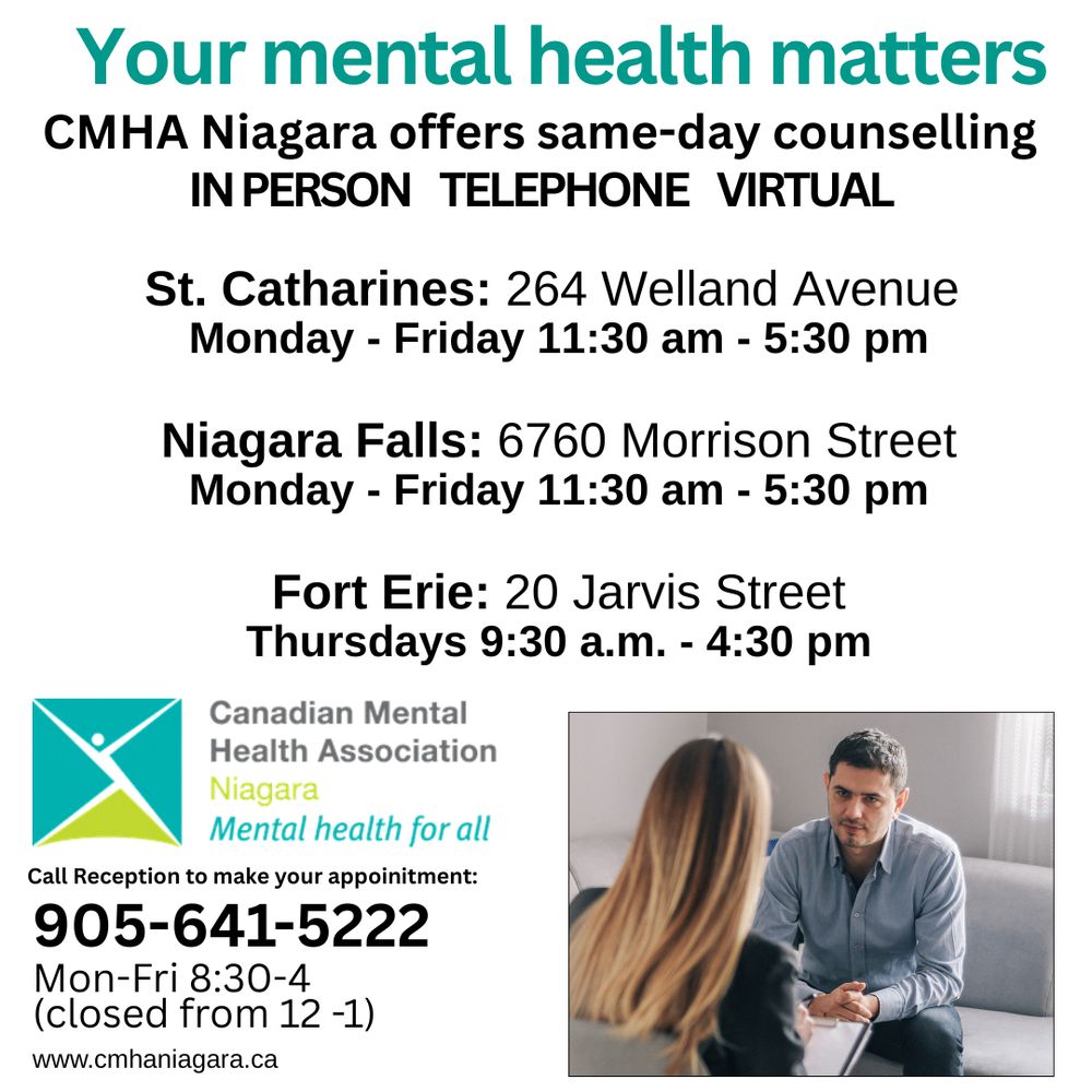 cmha niagara logo and image of two people talking