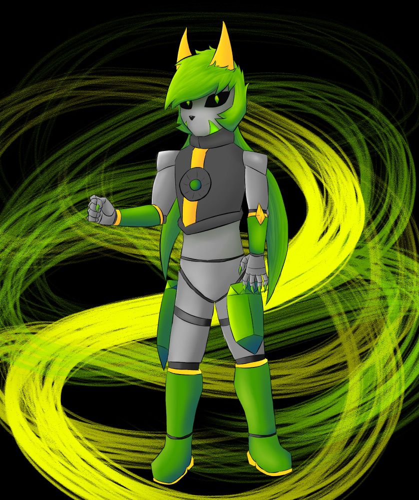 Verde is the evil robot counterpart to crimson the dragon