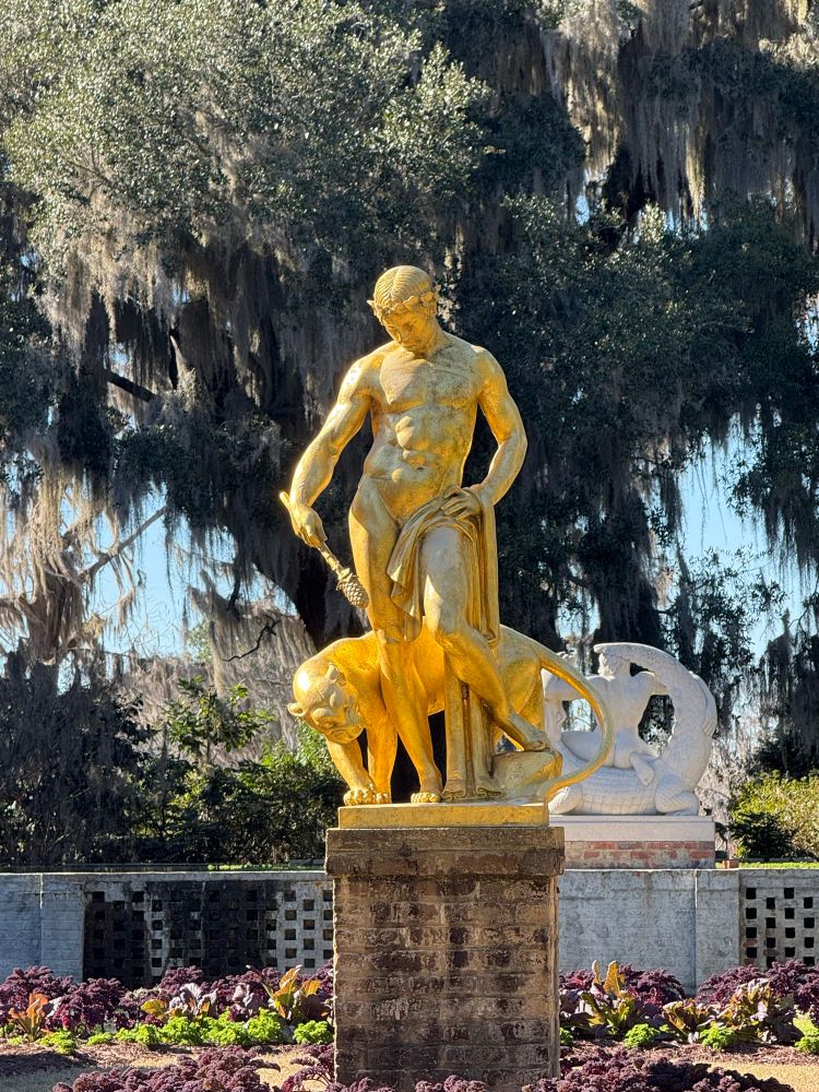 A golden statue of Dionysus.