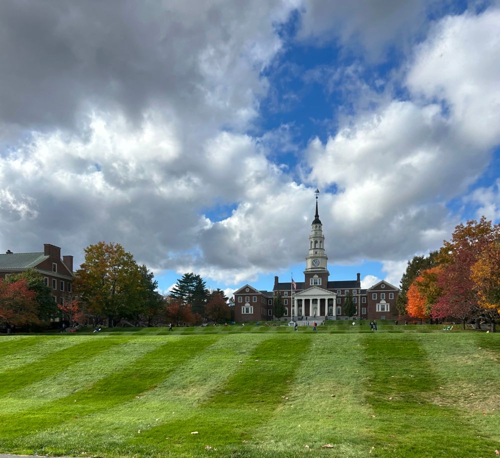 A view of a campus building, Miller Library, from the roadway. 