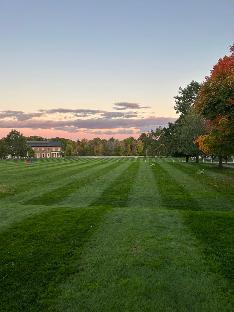 Pink sunset in the distance 