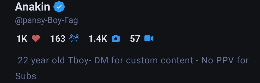 A screenshot of Anakin's fansly profile showing that the account has 1k likes