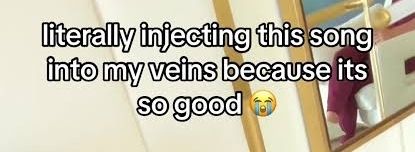 A photo that says "literally injecting this song into my veins because its so good".