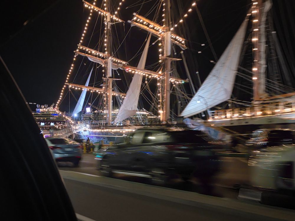 A giant boat we saw that was all lit up