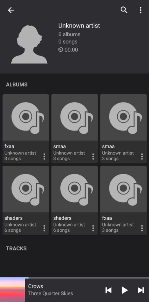 Pulsar Android app showing 6 albums but there are no tracks in them.