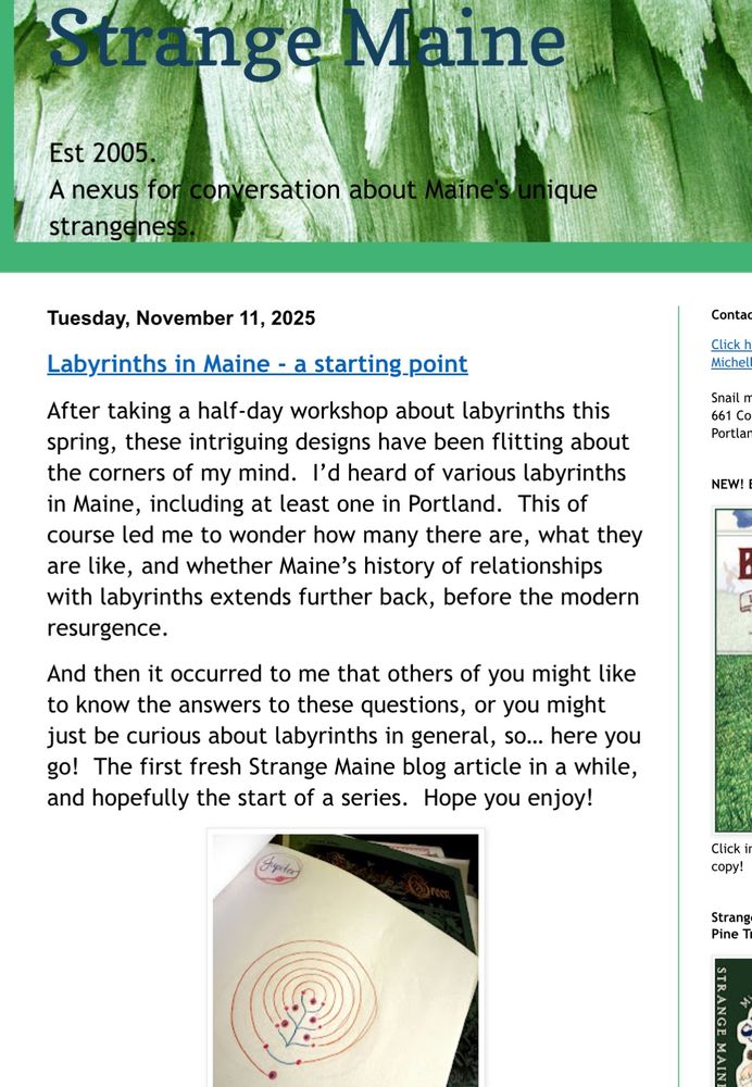 Screencap of Strange Maine blog showing top paragraph of new post