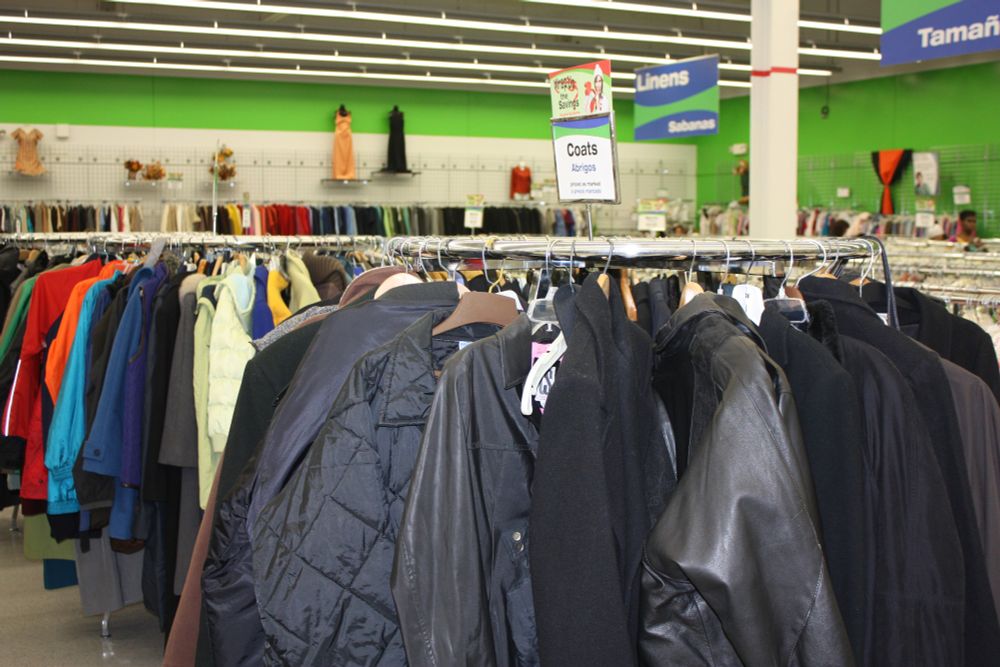 Photo of the jacket section of a Goodwill store
