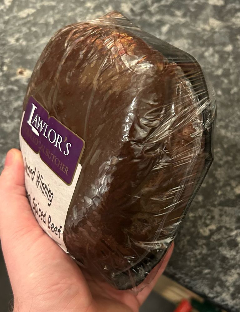 A piece of Spiced Beef. A traditional festive food in various parts of Ireland.
