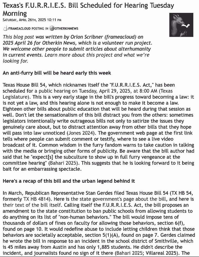 A screenshot of my blog post that I linked to.