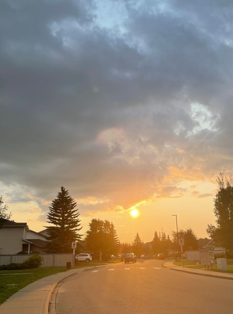 Sun setting on the road home