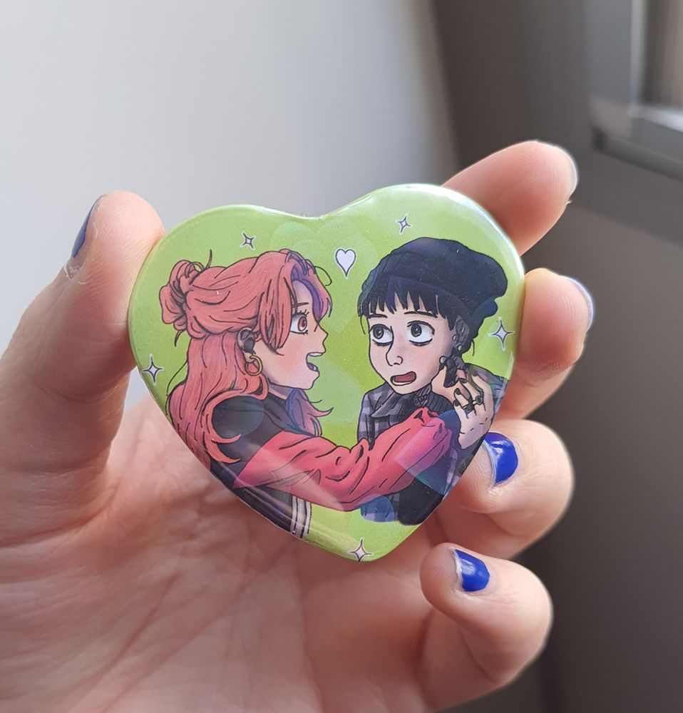 Botton em forma de coração da fanart