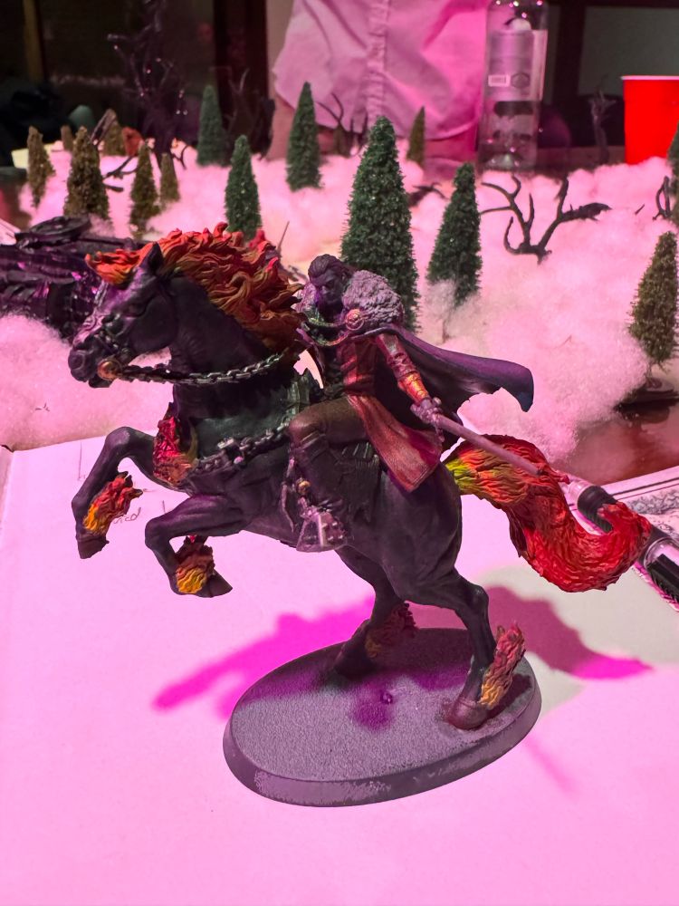 Miniature statue of Vampire Strahd on horse for Dungeons and Dragons