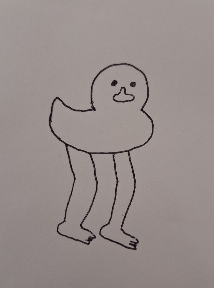 Rubber duck with human legs
