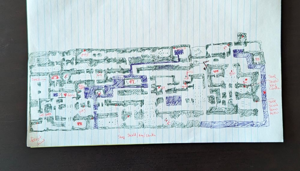 Hand-drawn map of the world from The Legend of Zelda on the NES