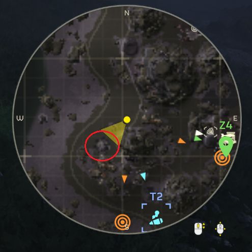 The super sample rock tends to be a light gray splatch with some darker edges at the top left and some shading at the bottom right. Study it on the mini map as you spot it before the icon appears over it.