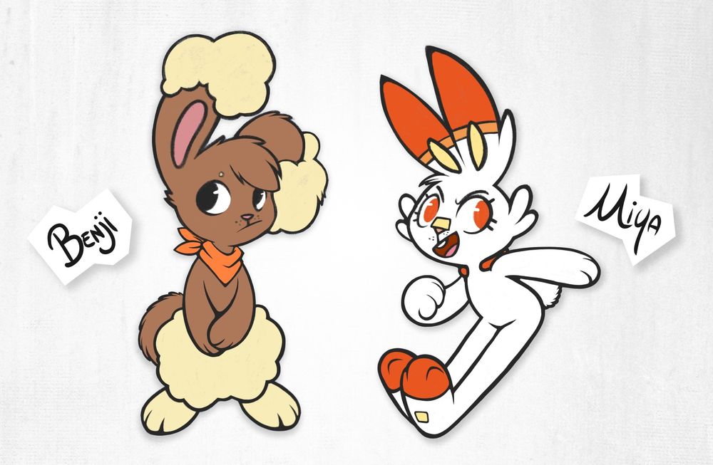Benji the buneary and Miya the scorbunny