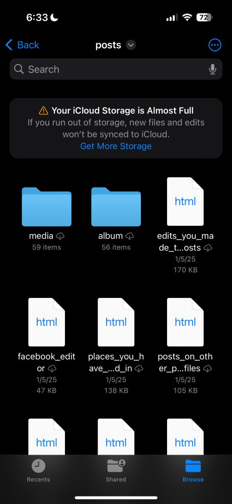 Subfolders of posts showing folder “media” top left