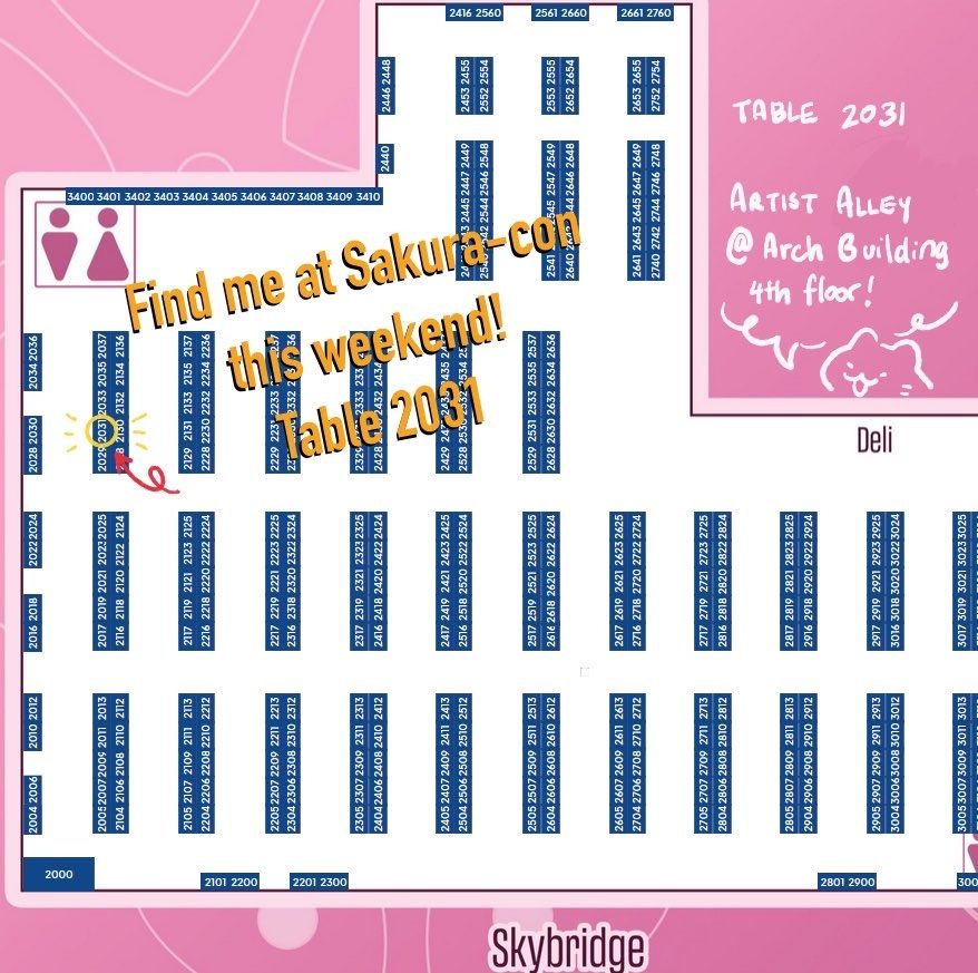 Sakuracon artist alley map. I'll be at table 2031!