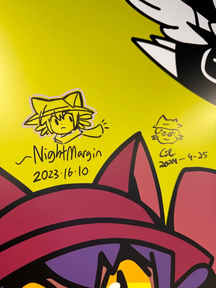 Signatures from Nightmargin, over their OneShot art