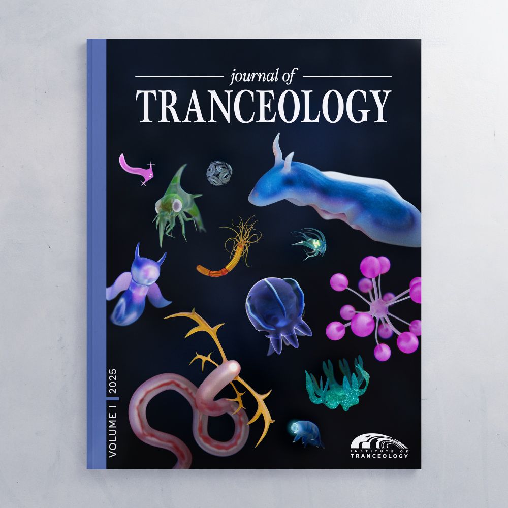 The "Journal of Tranceology" a Trance periodical publication. The cover features 12 tiny brightly colored aquatic organisms.