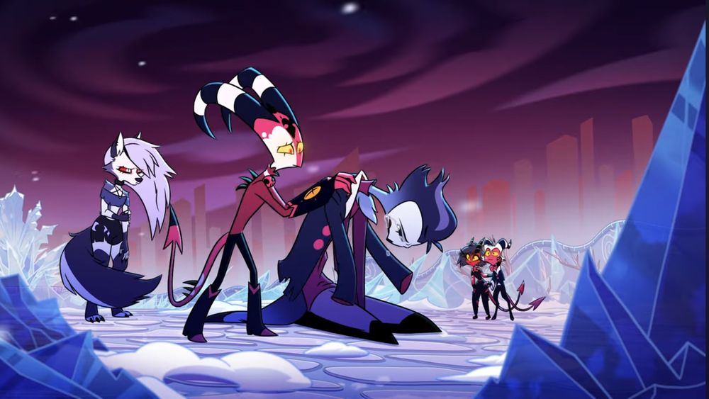 Blitz draping his jacket over Stolas