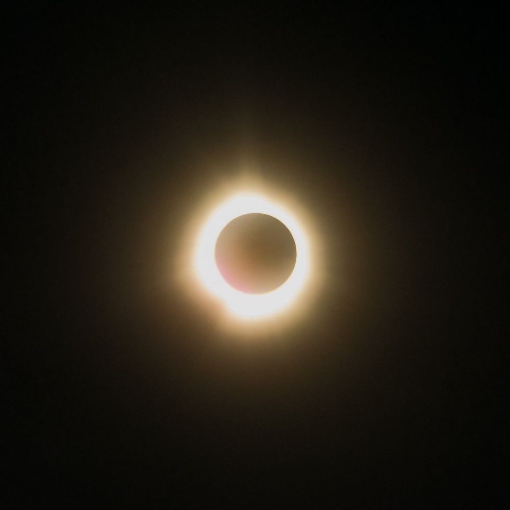 Poor quality photo taken at totality of the total solar eclipse on April 8, 2024