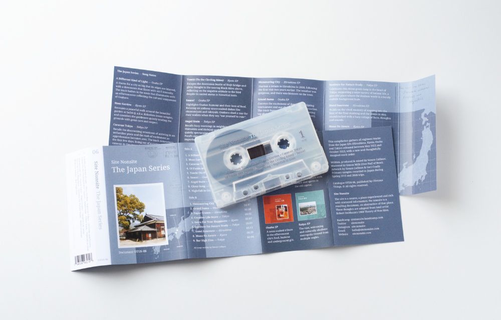 Site Nonsite's The Japan Series on cassette. Photo shows the inlay card and clear shell cassette on a white background.