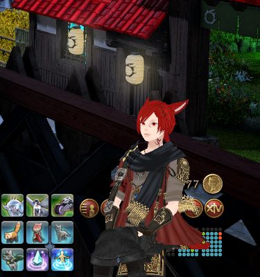 G'raha being cute in the corner of my screen as I play my game.