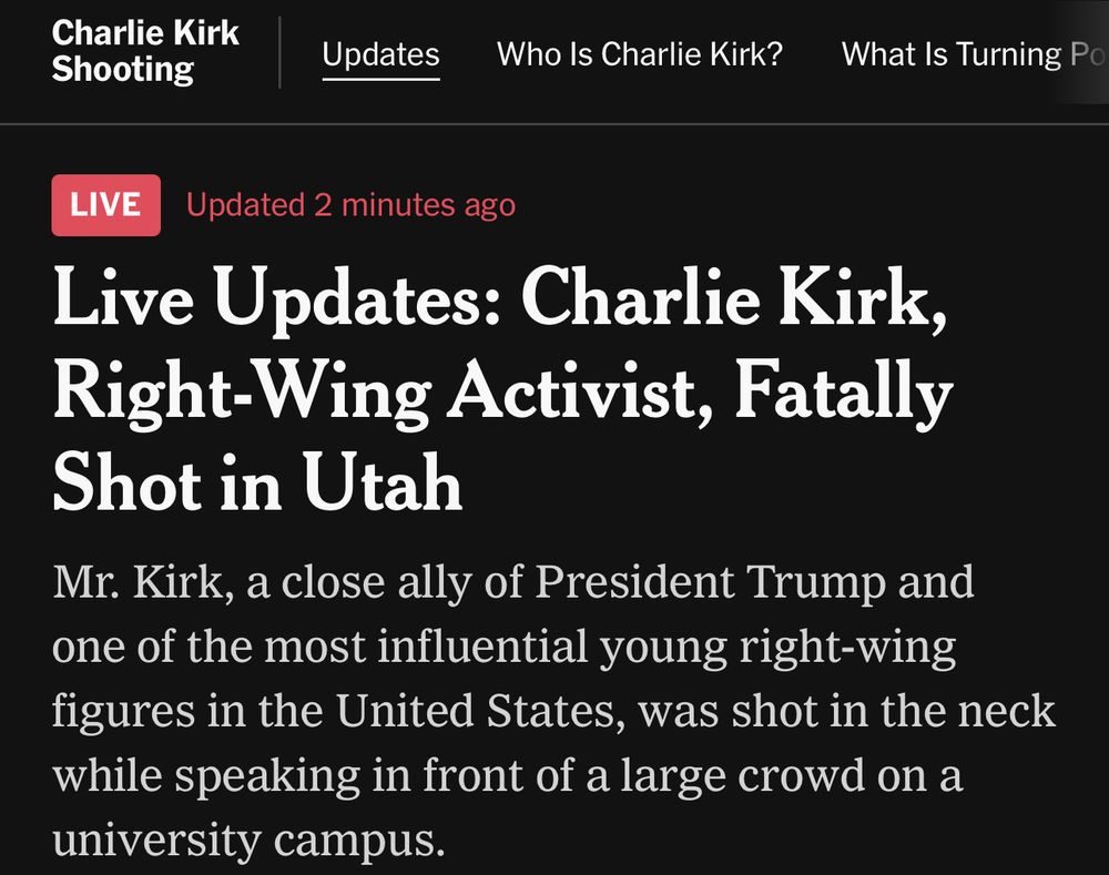Live Updates: Charlie Kirk, Right-Wing Activist, Fatally Shot in Utah